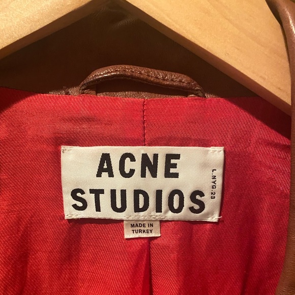 Acne Studios Brown Leather Motorcycle Jacket - Picture 3 of 5